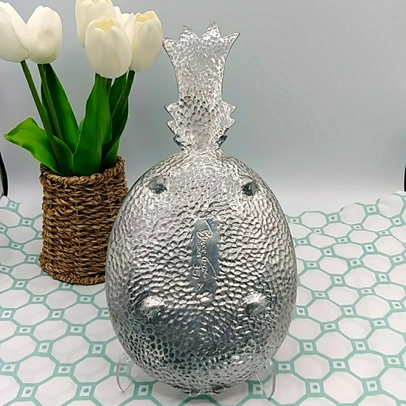 🍓2x HP! Bruce Cox Hand forged cast aluminum Pineapple Dish. Vintage - Picture 2 of 5